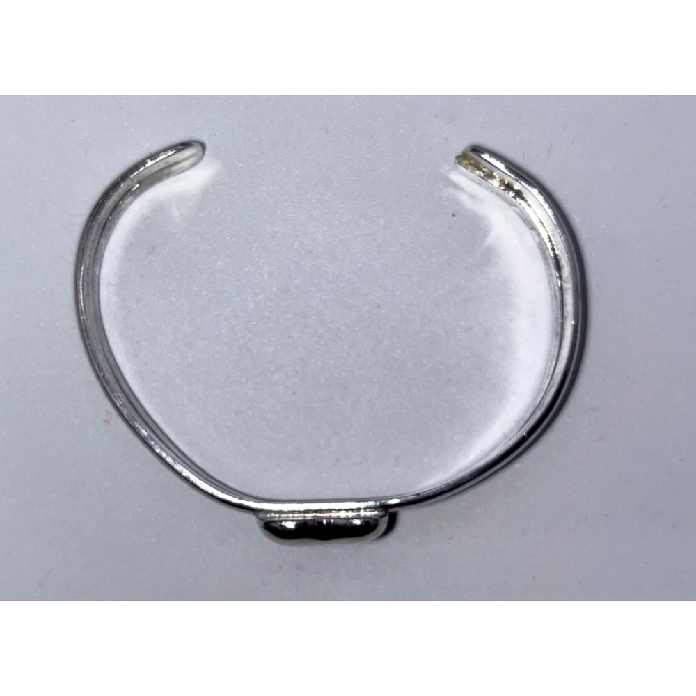 Vintage STERLING SILVER 925 Puffy Heart Love Gift Double Banded Cuff Bracelet - Picture 4 of 14